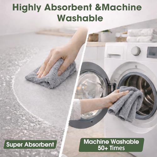 Reusable Microfiber Cleaning Cloth Roll - 100 Pack, 12"x12" Washable Tear-Away Paper Towels, Lint-Free & Streak-Free Rags for Kitchen, Glass, Cars, Electronics, Workshop and Garage(Cloud Gray)