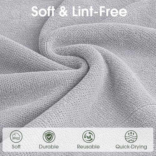 Reusable Microfiber Cleaning Cloth Roll - 100 Pack, 12"x12" Washable Tear-Away Paper Towels, Lint-Free & Streak-Free Rags for Kitchen, Glass, Cars, Electronics, Workshop and Garage(Cloud Gray)