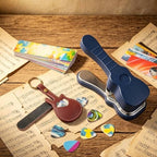 Fashion Guitar Pick Punch Kit, DIY Custom Plectrum Maker Tool with Leather Keychain Holder, File & Pick Strips, Unique Guitar Gifts for Musicians, Men & Women