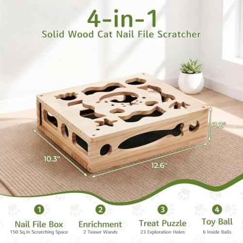 Cat Nail File Scratcher Box with Sandpaper Liner