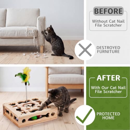 Cat Nail File Scratcher Box with Sandpaper Liner