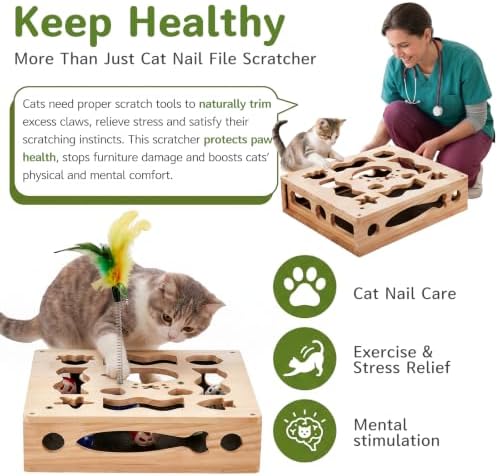 Cat Nail File Scratcher Box with Sandpaper Liner