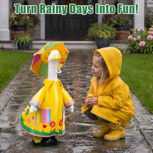 23" Porch Goose Raincoat Outfit Set with Hat & Umbrella