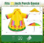 23" Porch Goose Raincoat Outfit Set with Hat & Umbrella