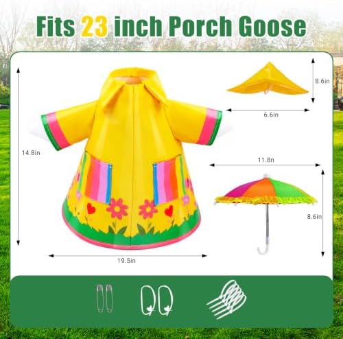 23" Porch Goose Raincoat Outfit Set with Hat & Umbrella