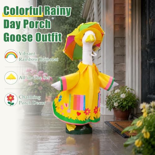 23" Porch Goose Raincoat Outfit Set with Hat & Umbrella