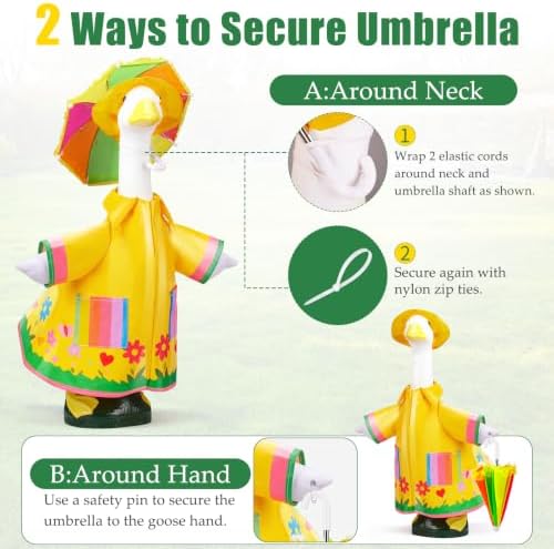 23" Porch Goose Raincoat Outfit Set with Hat & Umbrella