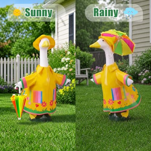 23" Porch Goose Raincoat Outfit Set with Hat & Umbrella