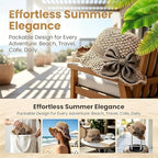 Elegant Woven Straw Sun Hat with Bow, Women Foldable & Breathable Straw Hat for Summer, Wide Brim Sun Hat for Travel