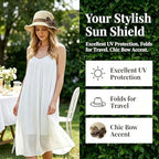 Elegant Woven Straw Sun Hat with Bow, Women Foldable & Breathable Straw Hat for Summer, Wide Brim Sun Hat for Travel