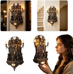 Premium Resin Hecate Statue 3-Headed Greek Goddess Wall Sculpture, Gothic Style Home Decor, Underworld Hekate with Hounds Figurine for Halloween, Fireplace Decor and Witch Altar Gift (7.87in)