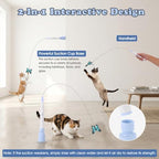 Gugxiom Interactive cat Toy, Automatic Butterfly Cat Wand Toy with Suction Cup and 3 Butterflies, for Indoor Kitten Adult Cats to Play, USB Rechargeable（Blue）