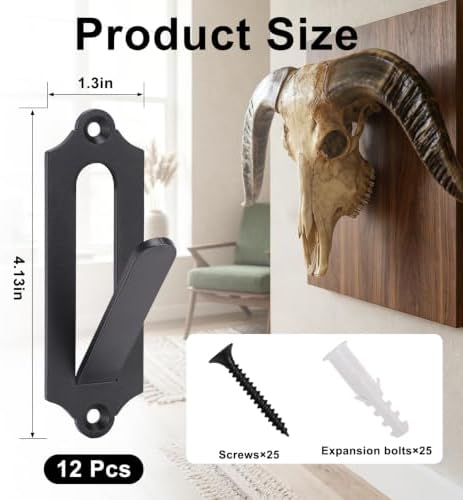 Gugxiom 12 Pcs European Mount Skull Hanger with Mounting Kits, for Indoor Outdoor, Skull Mount for Hanging Deer Antelope Cattle Coyote Mule Elk and Small Hunting Animals