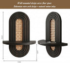 Boho Arched Rattan Floating Shelves, 2 Set Decorative Wall Plant Holder