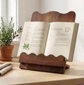 Scalloped Wooden Cookbook Holder for Kitchen Counter, Recipe Book Stand