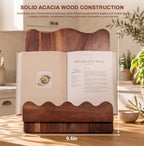 Scalloped Wooden Cookbook Holder for Kitchen Counter, Recipe Book Stand