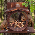 Wooden Squirrel Feeders for Outside, Backyard Feeding House