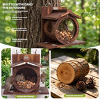Wooden Squirrel Feeders for Outside, Backyard Feeding House