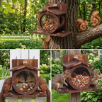 Wooden Squirrel Feeders for Outside, Backyard Feeding House