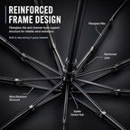 Creative Ring Buckle Windproof Reinforced Umbrella, Automatic Open Close Travel Umbrella with Carabiner Handle, UPF 50+ UV Protection, Compact Windproof Folding Umbrella for Commute, Travel