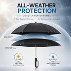 Creative Ring Buckle Windproof Reinforced Umbrella, Automatic Open Close Travel Umbrella with Carabiner Handle, UPF 50+ UV Protection, Compact Windproof Folding Umbrella for Commute, Travel