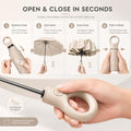 Creative Ring Buckle Windproof Reinforced Umbrella, Automatic Open Close Travel Umbrella with Carabiner Handle, UPF 50+ UV Protection, Compact Windproof Folding Umbrella for Commute, Travel