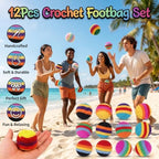 2026 New 12Pcs Crochet Footbag Set, Knitted Kick Balls, Handmade Colorful Juggling Toss Bags, for Outdoor Games Party