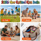 2026 New 12Pcs Crochet Footbag Set, Knitted Kick Balls, Handmade Colorful Juggling Toss Bags, for Outdoor Games Party
