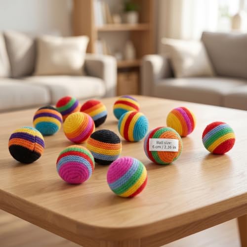 2026 New 12Pcs Crochet Footbag Set, Knitted Kick Balls, Handmade Colorful Juggling Toss Bags, for Outdoor Games Party