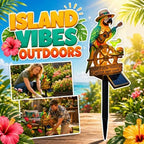 Resin Solar Parrot Garden Light Ground Stake, Waterproof Outdoor Solar Stake Light Tropical Yard Decor for Patio, Lawn, Pathway Flower Bed, Unique Gift for Gardeners (Ukulele & Cocktail)