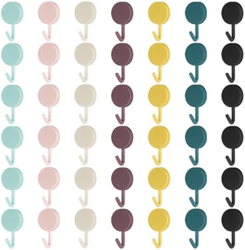 12 Pack Self Adhesive Wall Hooks, No Drill Waterproof Multi-Color Round Plastic Utility Hooks, Heavy Duty Towel Key Holder for Bathroom, Door, Kitchen & Entryway, Random Bohemian Color