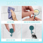 12 Pack Self Adhesive Wall Hooks, No Drill Waterproof Multi-Color Round Plastic Utility Hooks, Heavy Duty Towel Key Holder for Bathroom, Door, Kitchen & Entryway, Random Bohemian Color