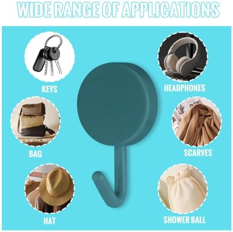 12 Pack Self Adhesive Wall Hooks, No Drill Waterproof Multi-Color Round Plastic Utility Hooks, Heavy Duty Towel Key Holder for Bathroom, Door, Kitchen & Entryway, Random Bohemian Color