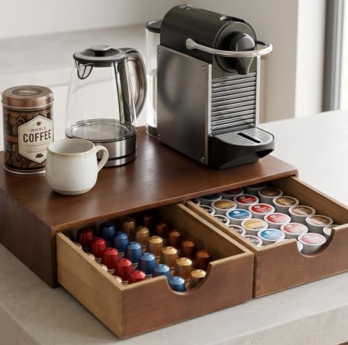Wooden K Cup Organizer, Countertop Coffee Storage Drawer Organizer
