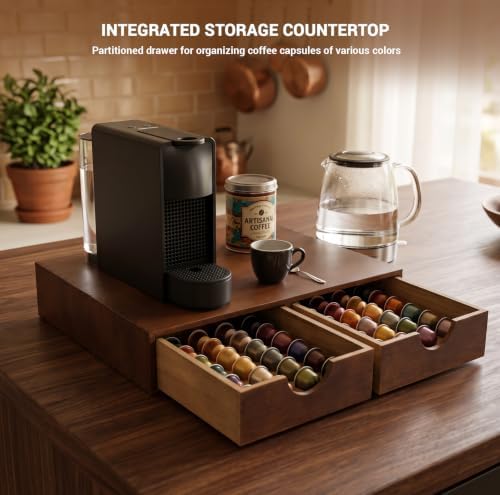 Wooden K Cup Organizer, Countertop Coffee Storage Drawer Organizer