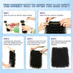 12A Deep Wave Human Hair Bundles with Closure