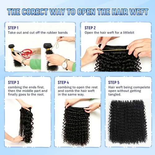12A Deep Wave Human Hair Bundles with Closure