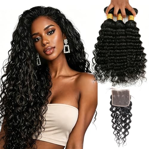 12A Water Wave Human Hair Bundles with Closure