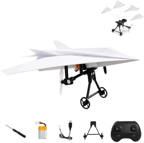 RC Plane Paper Airplane Kit, Remote Control Plane with Gyro Stabilizer & Dual Propellers, DIY Aerodynamic Aircraft Module, Lightweight Fixed Wing Flight for Hobbyists