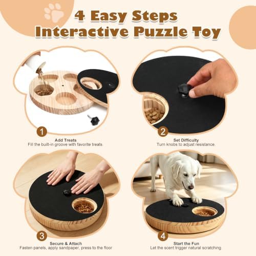 Dog Nail Scratch Board - Adjustable Speed Dog Nail File Toy with Treat Box