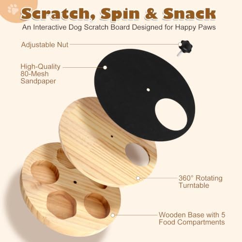 Dog Nail Scratch Board - Adjustable Speed Dog Nail File Toy with Treat Box