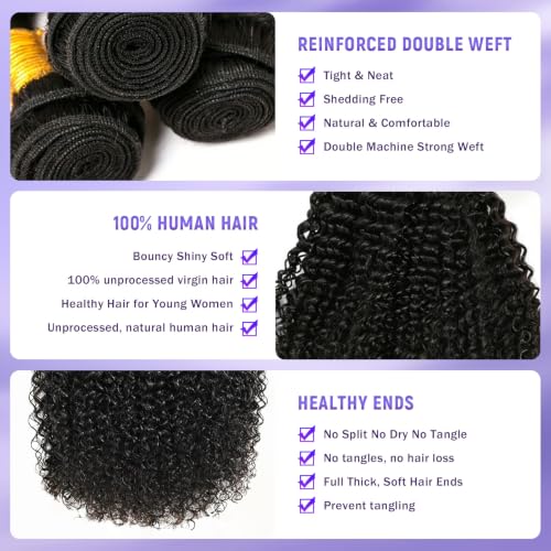Kinky Curly Human Hair Bundles with Closure