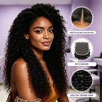 Kinky Curly Human Hair Bundles with Closure