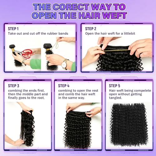 Kinky Curly Human Hair Bundles with Closure