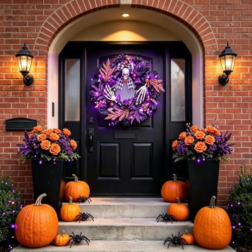 20" Halloween Skull Wreath
