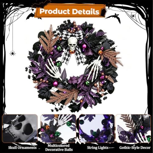 20" Halloween Skull Wreath