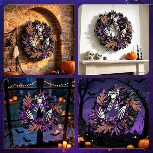 20" Halloween Skull Wreath
