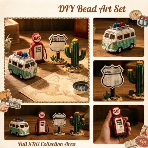 3D Beaded Animal Kit, Halloween Decorations Beading Kits, All-in-One Bead Kit for Crafts for Adults, Handmade Autumn Pumpkin Ghost Witch Bat Black Cat Halloween Decor (#008)