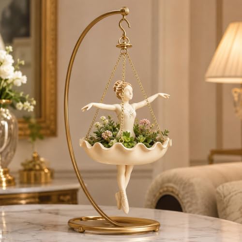 Ballet Dancer Hanging Planter, Hanging Planters for Indoor Plants, Plant Hangers Outdoor Decor, Ballerina Plant Holder and Hanging Flower Pot, Dance Teacher Gift Spider Plant Holder