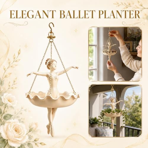 Ballet Dancer Hanging Planter, Hanging Planters for Indoor Plants, Plant Hangers Outdoor Decor, Ballerina Plant Holder and Hanging Flower Pot, Dance Teacher Gift Spider Plant Holder